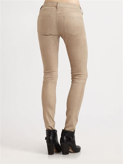 Rag Bone Leather Skinny Jeans In Nude Natural Lyst