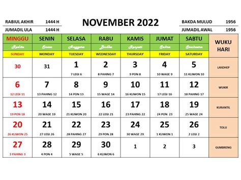 Kalender Bulan November 2022 Dan Hari Peringatannya Enkosacom