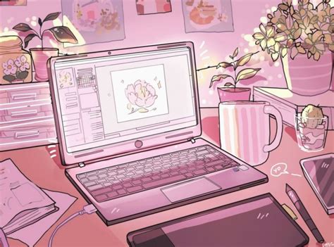 90 S Pink Anime Aesthetic Desktop Wallpaper Pink Aest