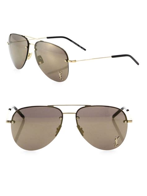 Saint Laurent Classic 11 Aviator Sunglasses In Gold Bronze Metallic For Men Save 23 Lyst