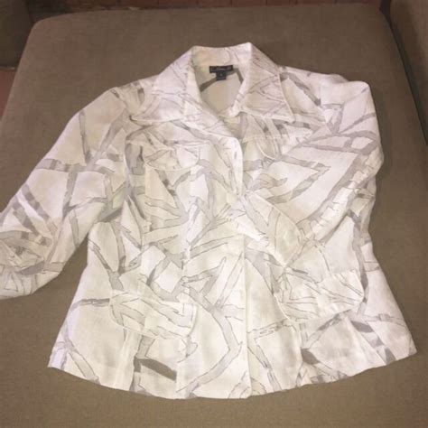 Clara S White And Black Sheer Jacket Shirt Button Up Womens Size Small