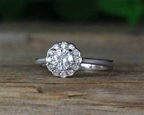 Vintage Moissanite Victorian Engagement Ring Antique Diamond