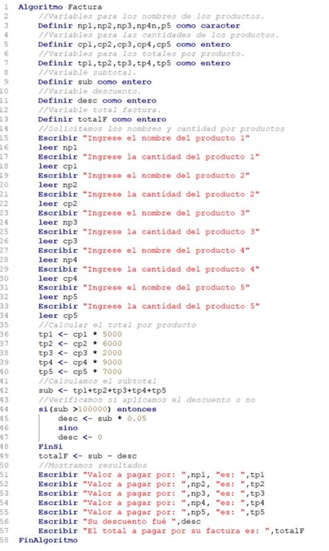 Calcular El Total Compra De Productos Ejercicio Algoritmos En Pseint