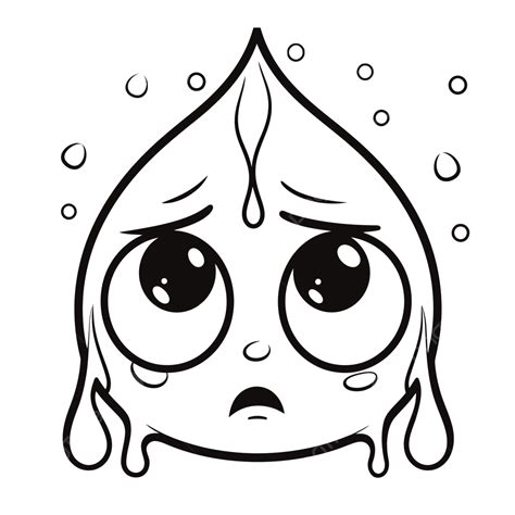 Sad Raindrop Character Cartoon Outline Sketch Drawing Vector Tear