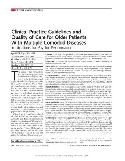 Clinical Practice Guidelines And Quality Of Care For Older Dr Il