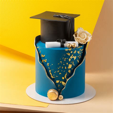 Blue And Gold Graduation Cake Mister Baker