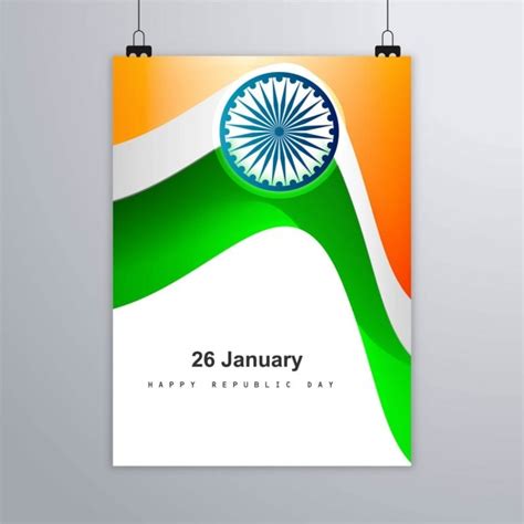 Free Vector India Republic Day Poster With Wavy Flag