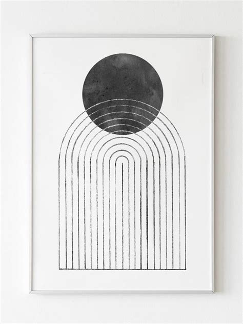 Mid Century Modern Art Print Downloadable Black White Etsy Modern