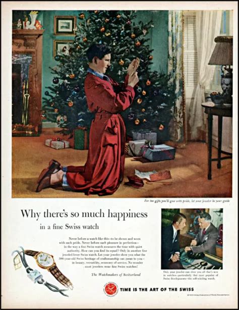 1952 Swiss Watchmakers Teen Boy Christmas T Tree Vintage Photo Print