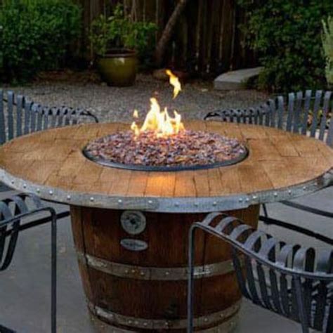 Reserve 42 Inch Wine Barrel Propane Fire Pit Table By Vin De Flame