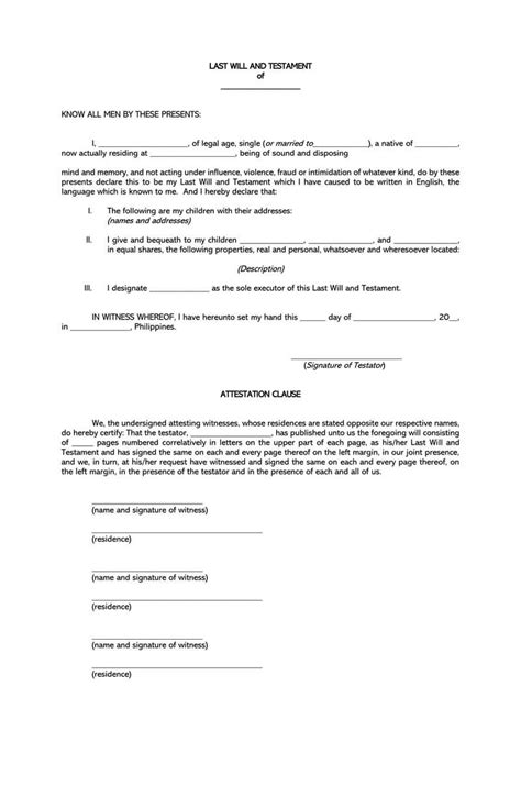 35 free (blank) last will and testament forms (word