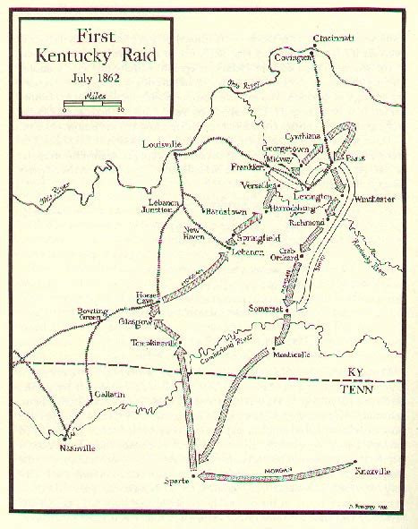 Map Of Morgans 1st Kentucky Raid
