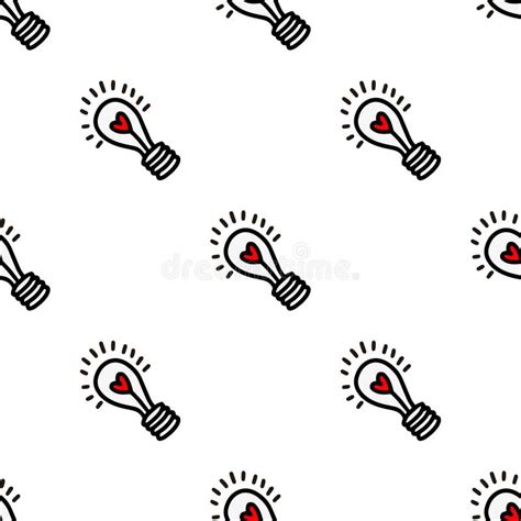 Seamless Pattern With Light Bulbs With A Heart Stock Vector