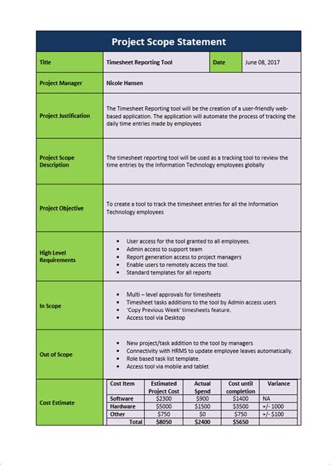 Project Scope Management Templates Project Management Templates