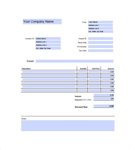 Freelance Invoice Template 9 Free Word Excel Pdf
