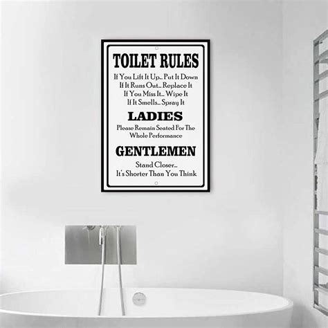 Toilet Rules Wall Art Funny Bathroom Wall Decor Modern Toilet Art Bathroom Rules