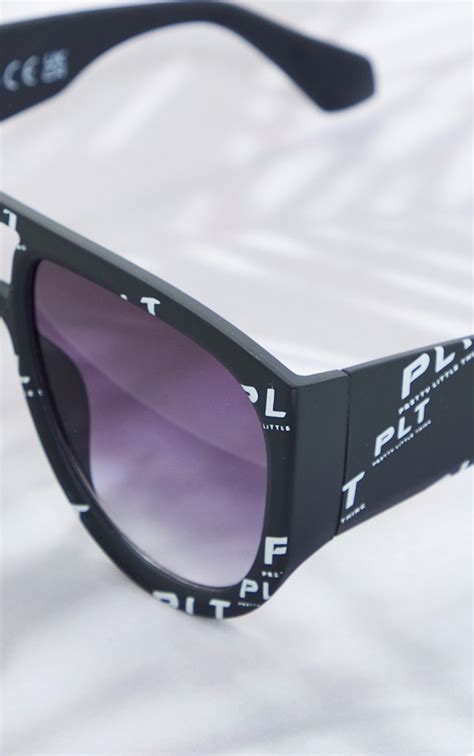 Plt Matte Black Oversized Aviator Sunglasses Prettylittlething Usa