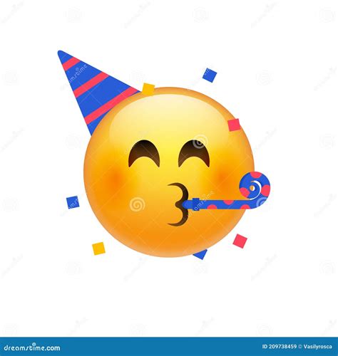 Birthday Party Face Emoji Emoticon Icon Vector Illustration