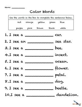 Color Words Activities preK-1 Colors Worksheets Learn ...
