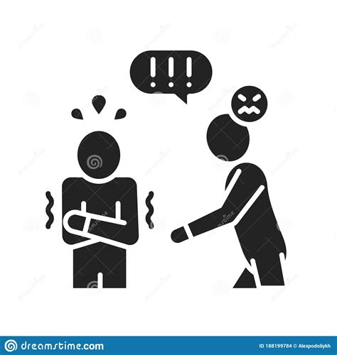 Intimidation Black Glyph Icon Verbal Bullying Harassment And Violence Stock Vector