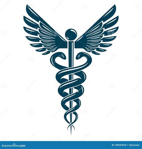 Símbolo Médico Del Caduceo Emblema Gráfico Del Vector Creado Con El