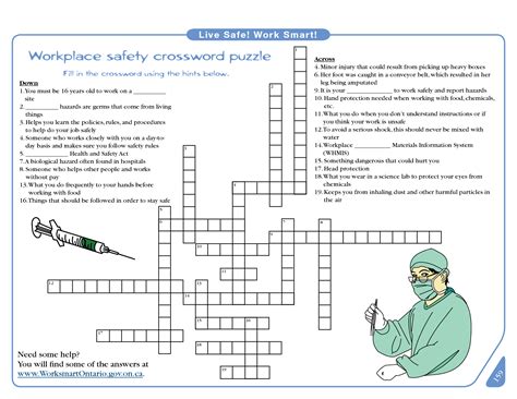 Workplace Safety Crossword Puzzle Printable