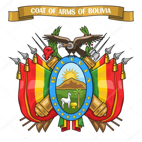 Vector Illustration On Theme Bolivian Coat Of Arms Heraldic Shield