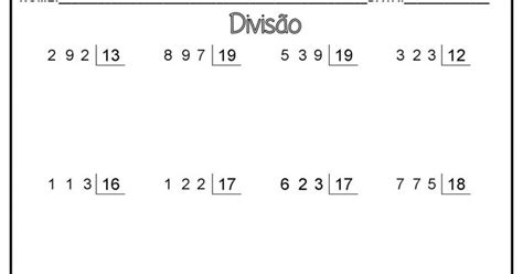 Atividades De Divisão Com Dois Algarismos No Divisor