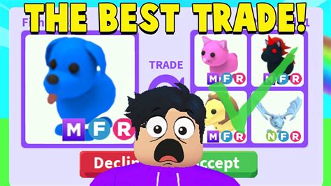 Trading Mega Blue Dog In A Rich Adopt Me Server Best Trades Youtube