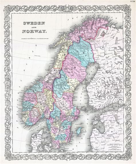 Large Detailed Old Political Map Of Sweden And Norway With Relief