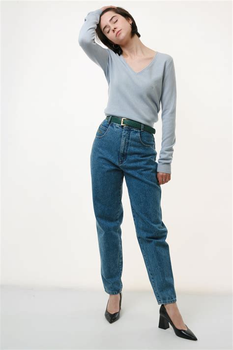 90s Vintage 90 Wool 10 Cashmere V Neck Blue Top Sweater Etsy