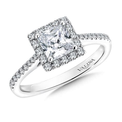 Square Shape Halo Diamond Engagement Ring R9543w Valina