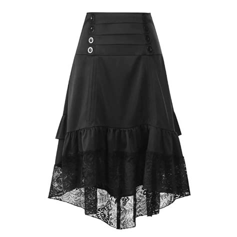 Victorian Bustle Skirt Women Ruched Buttons Steampunk Gothic Retro