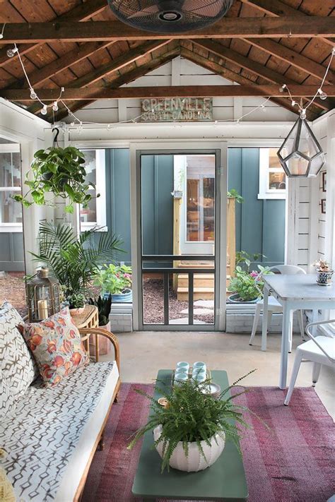 Rustic Eclectic Boho Screened Porch With Modern