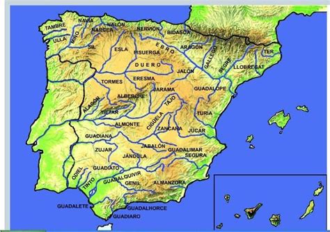 Los Ríos De España Mapa Interactivo Mapa Fisico De España Rios De