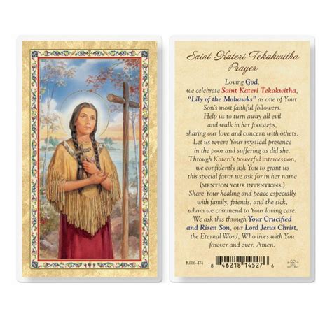 Kateri Tekakwitha Saint Prayer Revised Gold Stamped Laminated Holy Card 25 Pack Buy