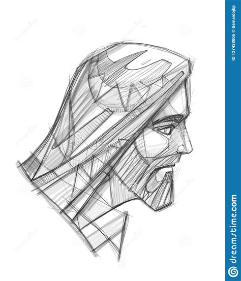 Ejemplo Del Lápiz De Jesus Christ Face Stock De Ilustración