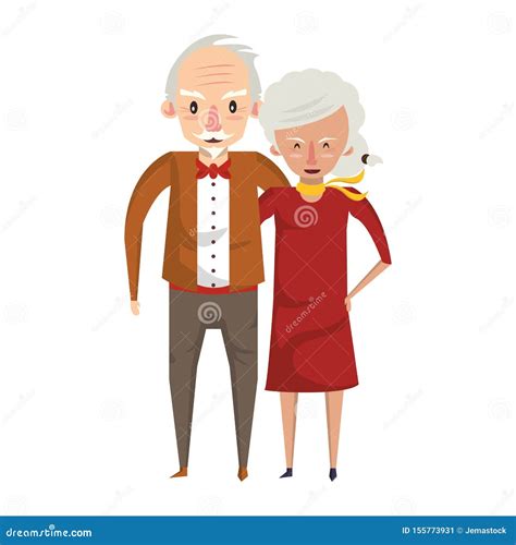 Grandparents Senior Old People Cartoon Stock Vector Illustration Of