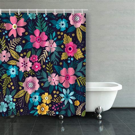 Artjia Amazing Seamless Floral Pattern Bright Colorful Shower Curtains
