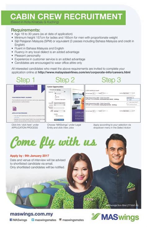 Cabin crew course is your individual support on the whole way of finding work from a to receiving a job contract. Fly Gosh: Maswings Cabin Crew Recruitment ( 2017 )
