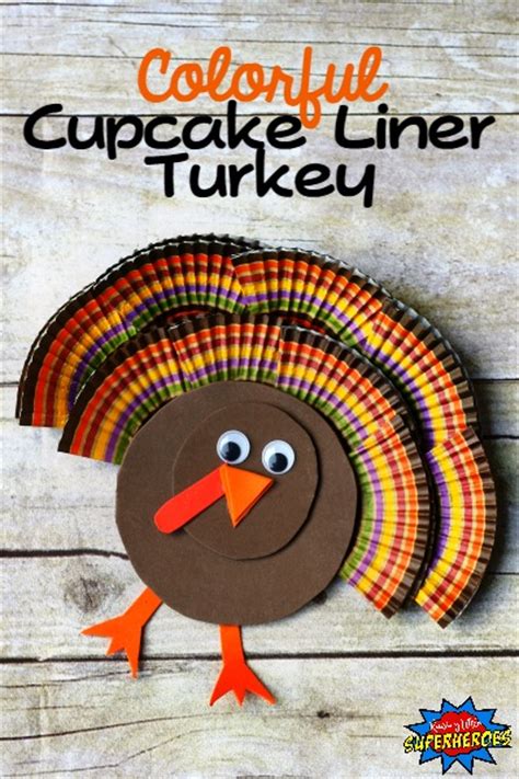 How To Make A Colorful Cupcake Liner Turkey Craft Raising Little