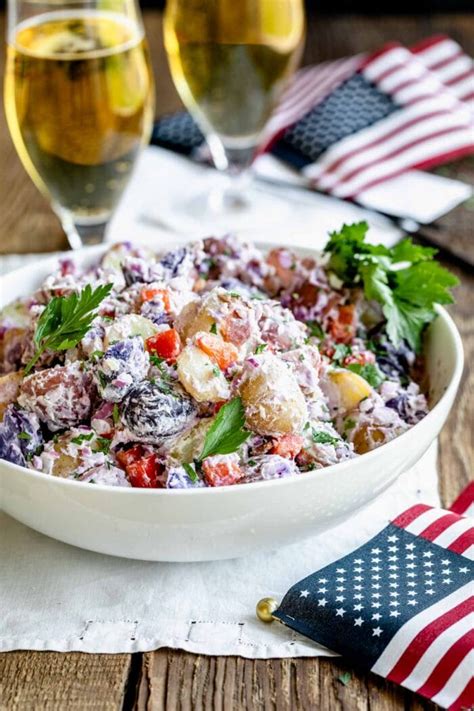 Red White And Blue Potato Salad With Horseradish And Bacon Healthy