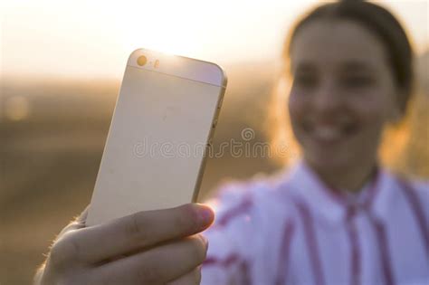 Summer Sunny Day Backlight Smiling Young Women Standing Outside And