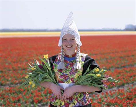 Netherlands Girl In The Netherlands Carrying Tulips Kids