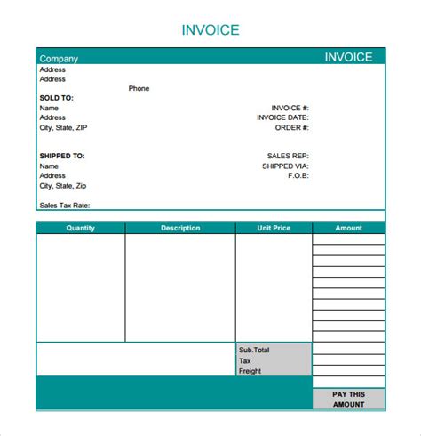 Billing Invoice Templates Free Printable Xlsx Docs Formats Samples Examples