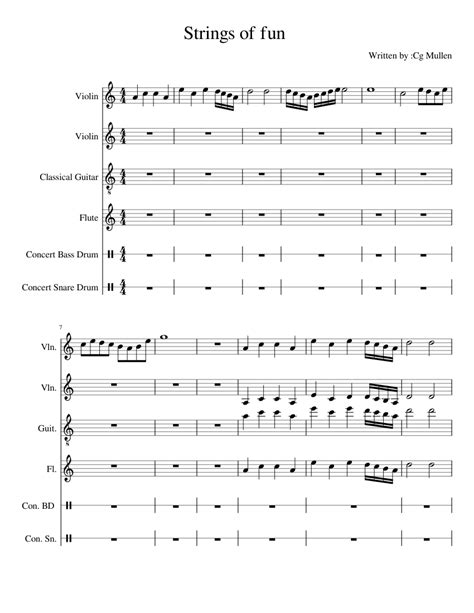 Strings Of Fun Sheet Music For Flute Snare Drum Violin Guitar And More