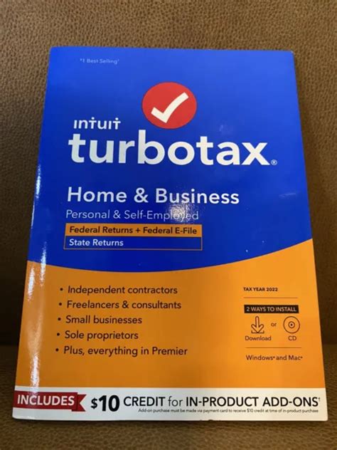 INTUIT TURBOTAX HOME Business 2022 Fed E File State CD PC