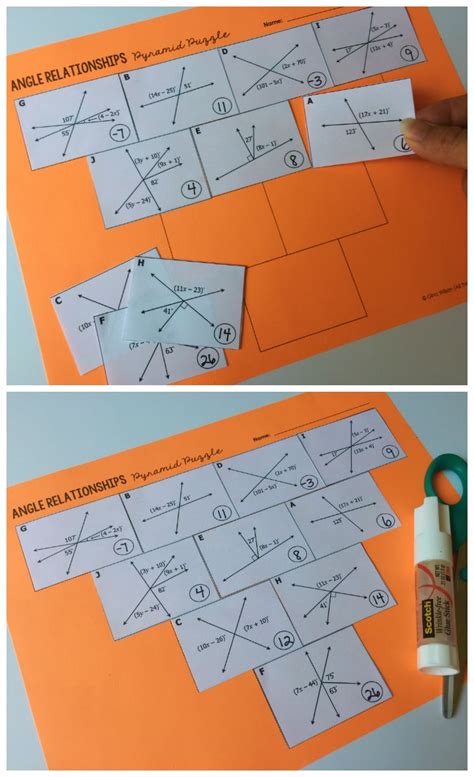 .lines homework 2 parallel lines cut unit 3 parallel and perpendicular lines homework 1 parallel lines and transversals gina wilson unit 3 3 parallel and perpendicular lines homework. Angle Relationships Pyramid Sum Puzzle | Teaching geometry ...