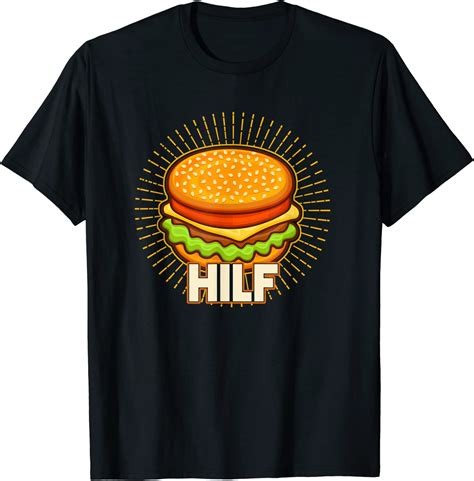 funny hamburger burger hilf fast food t shirt clothing shoes and jewelry