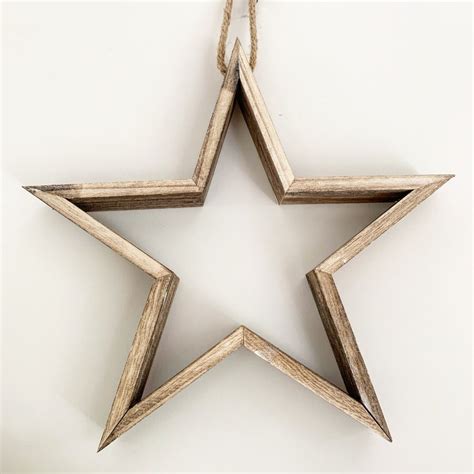 Tlc014a Hanging Natural Wood Star 30cm 41025 Christmas Hanging